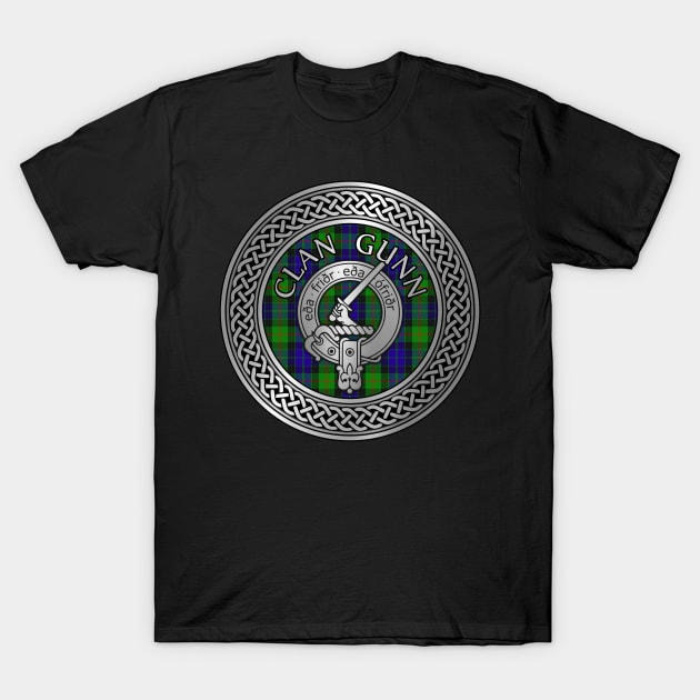 Clan Gunn Crest & Tartan Knot (Old Norse) T-Shirt by Taylor'd Designs